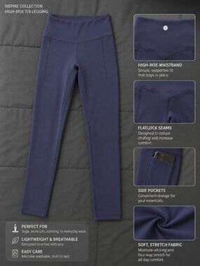 Inspire Collection High-Rise 7/8 Leggings Navy Blue Size XS